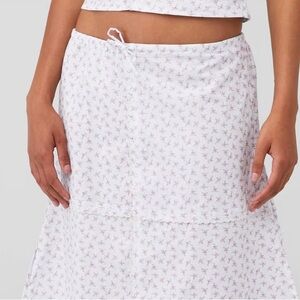 Frankie's Bikinis White Floral A-Line Skirt
